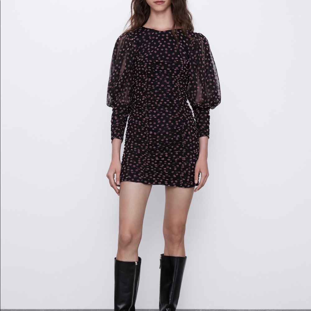Zara - TRF Black Draped Mini Dress